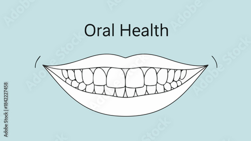 Oral Health Outline Illustration of Healthy Teeth and Smile