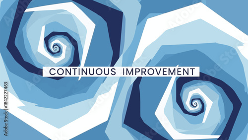 Continuous Improvement Business Concept Blue Spiral Abstract Background.