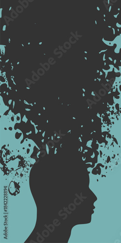 Stressed over thinking man with his head fuming. Psychotherapy, stress and psychosis. A depressed state of a person.