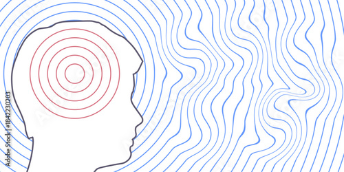 Psychotherapy concept. Metaphor of problem solving, chaos and mess, difficult situation. Psychological help and mental health. Human head and tangle of problems.