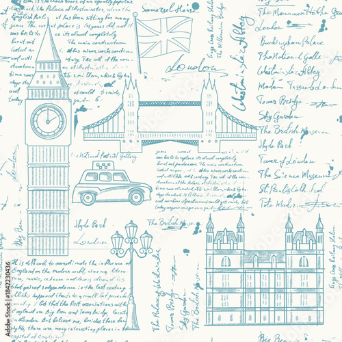 London landmarks seamless pattern