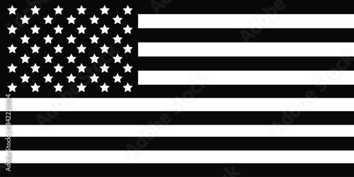 Black and white american flag stars and stripes symbol icon graphic