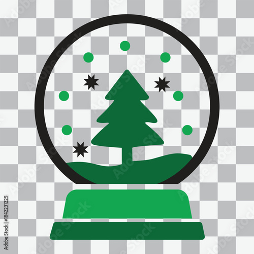 Vector illustration of a green pine Christmas tree with a star ornament and holiday decorations for a winter season celebration greeting card