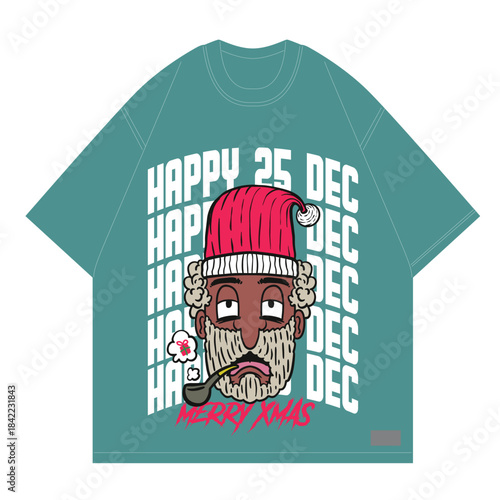 smoking santa oid and lonely design for streetwear design print