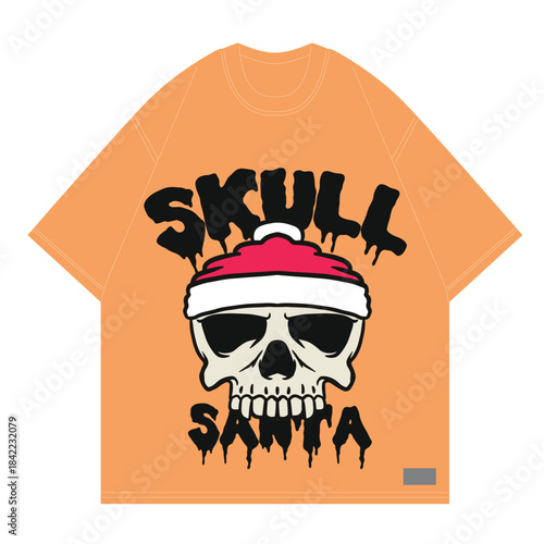 skull santa graphic tshirt design cool and bold design vector