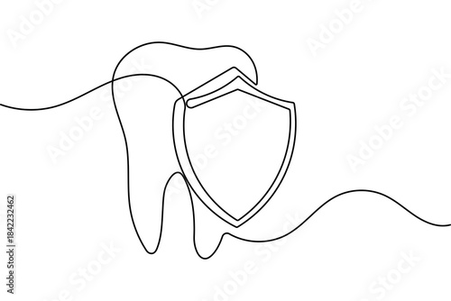 Teeth minimal one line artwork featuring simple outline vector illustration in modern clean style