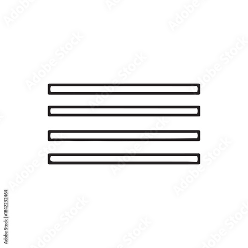 Outline menu button with three horizontal lines for navigation.
