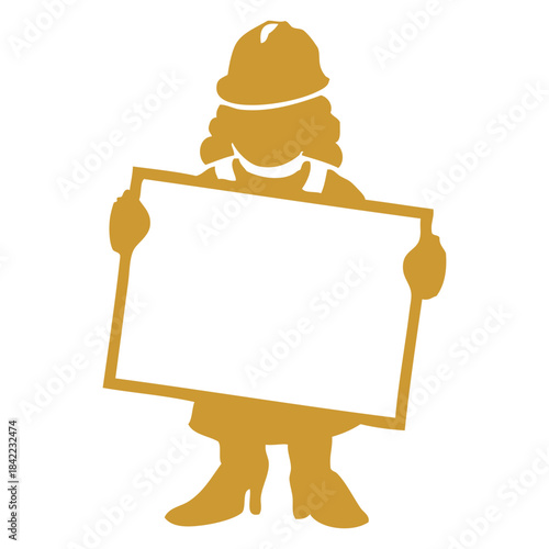Woman Worker with Sign