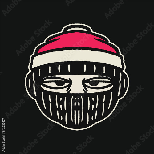 dope santa with sky mask design cool and bold vector for streetwear