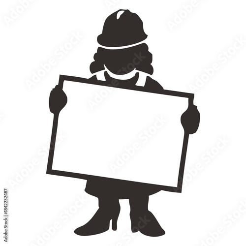 Woman Worker Holding Sign
