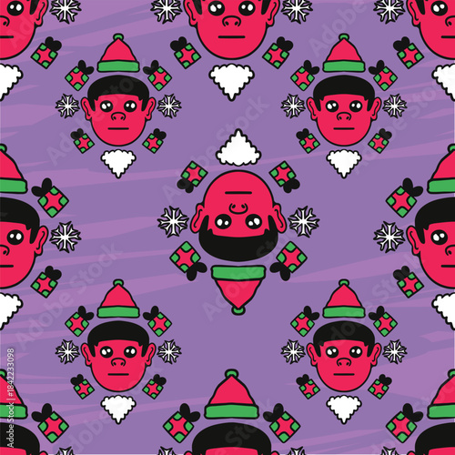 christmas pattern santa and gift vector style design