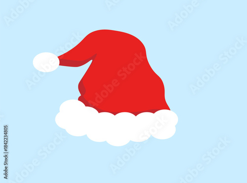 Santa's hat on a blue background,