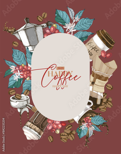 label design for coffee package vector