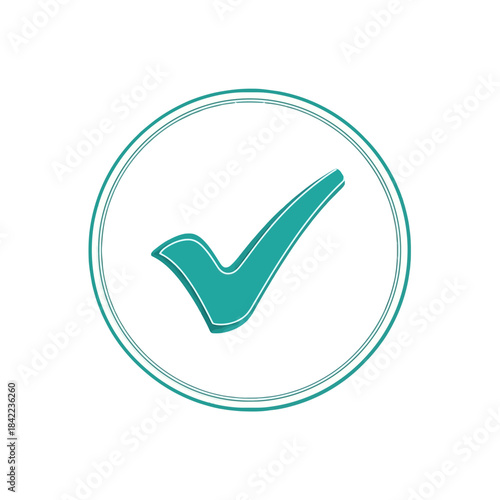 Teal Checkmark Inside a Circle Isolated on Transparent Background