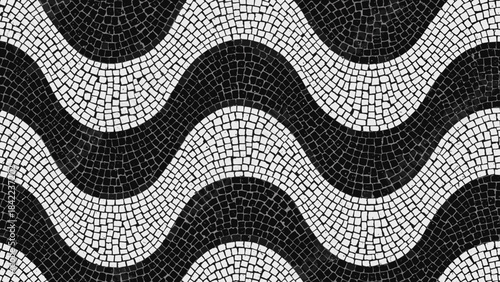 Grunge Ipanema Pavement Texture - Distressed Black and White Seamless Stone Pattern