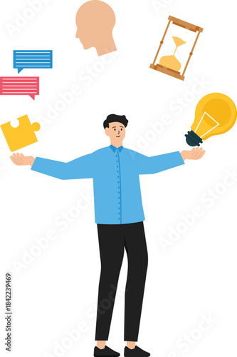 Soft skills or personal attributes to be successful, elements of soft skills and networking, time management or communication skill, problem solving and creativity concept
