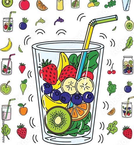 Refreshing Healthy Fruit and Vegetable Smoothie Drink for Vibrant Lifestyle