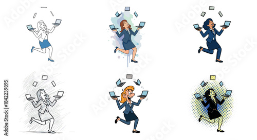 Funny Bat Surfing on Candy Cane Wave Vector Illustration Set