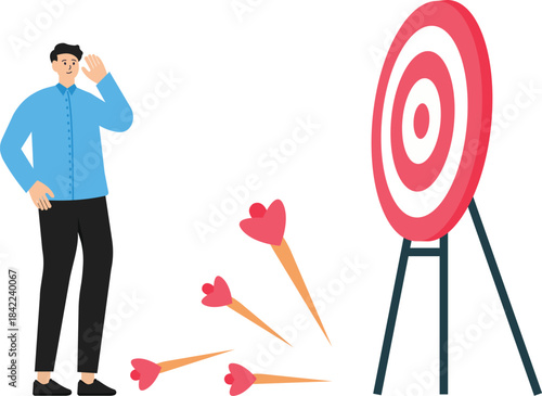 Learn from failure or mistakes and admit and embrace the failure and practice to achieve success next time concept, businessman holding book look at missed target arrow learning or studying mistakes.