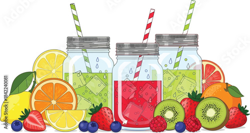 Refreshing Homemade Fruit Drinks with Fresh Berries and Citrus Delights