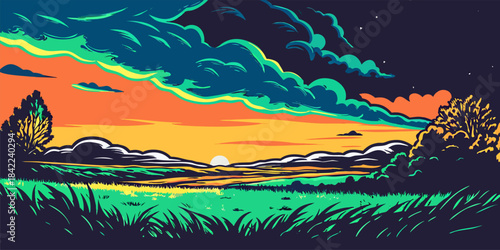 Twilight Sky Gradient with Dramatic Clouds at Dusk