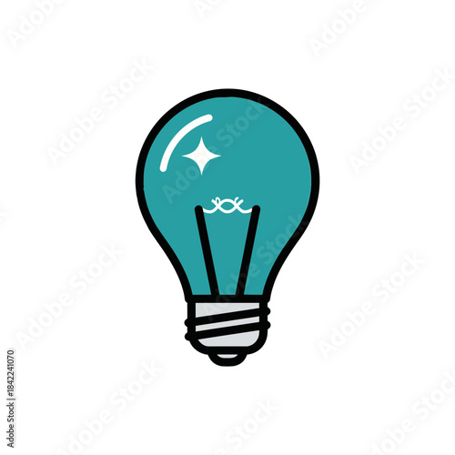 A bright teal lightbulb symbolizing a new idea, isolated on a transparent background, perfect for concept illustration.