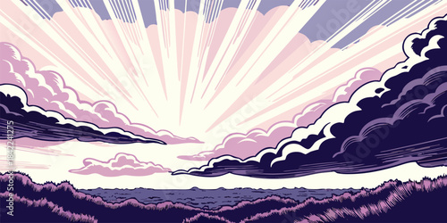 Dramatic Sky with Vibrant Cloud Formations and Sunlight