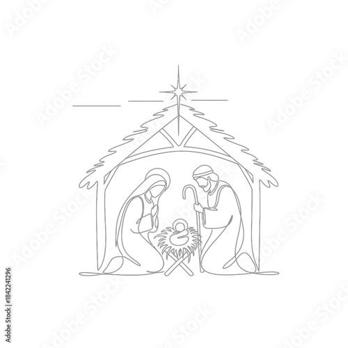 Heartwarming nativity scene with holy family in simple manger