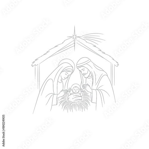 Heartwarming nativity scene with Mary, Joseph, and baby Jesus