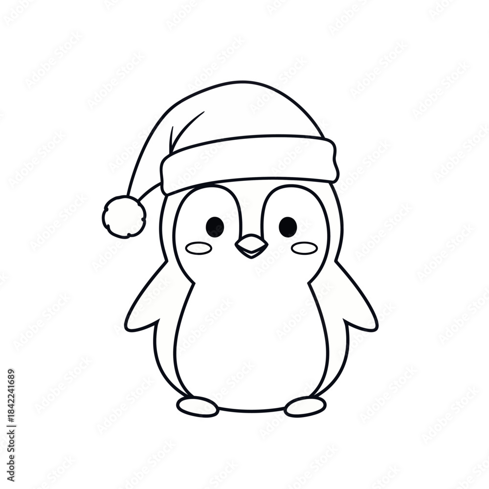 Obraz premium Cute penguin wearing Santa hat for Christmas fun