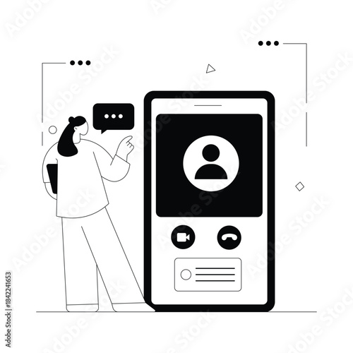 Teleconsultation Vector Outline Illustration EPS 10 File