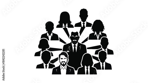 Diverse group of people team community illustration with leader and members in simple modern style for business concept