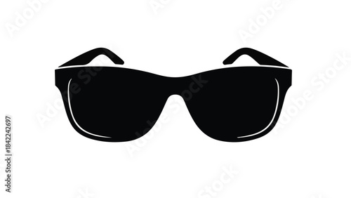 Black sunglasses with white outline isolated on white background, fashion accessory, eyewear, shades