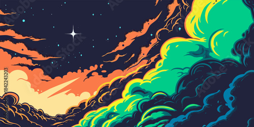 Vibrant Galaxy Nebula with Cosmic Stars and Deep Space Clouds