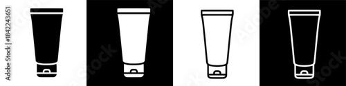 Modern Cosmetic Tube Icons: Minimalist Vector Graphic Elements for Beauty Product Packaging