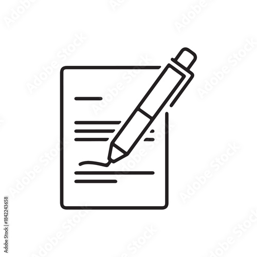 Outline icon of a pen editing a document or paper form.
