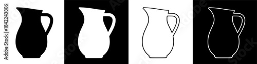Simple graphic illustration of a classic pitcher outline and silhouette; ideal container icon