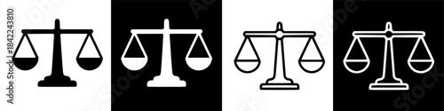 Modern graphic illustration of classic libra scales icon for justice and balance concepts