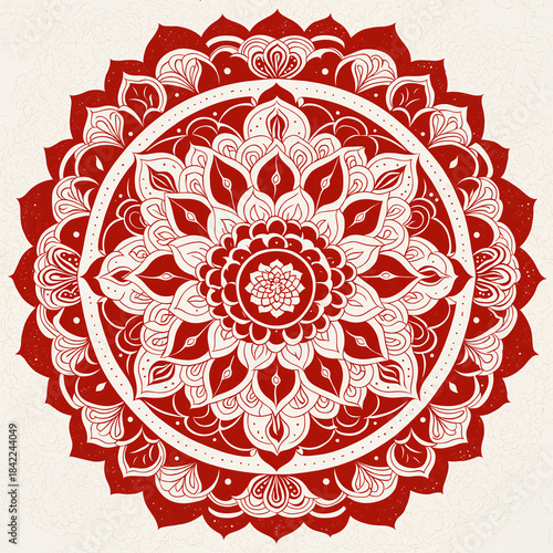 intricate red floral mandal...