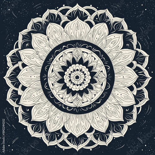 large beige flower mandala ...