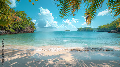 Tropical beach. Summer vacation on a tropical island with beautiful beach. Tropical Maldives.