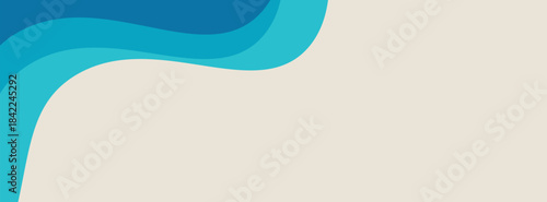 Vector layered blue water wave banner template. poster, web