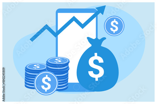 Financial, investment, growth, fund, financial and accounting, trading vector illustration