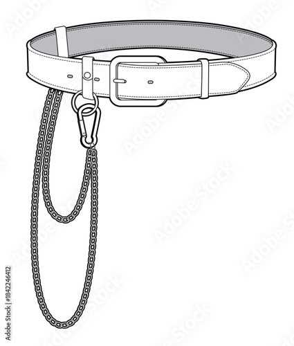 reversible belt technical flat design vector mockup template.