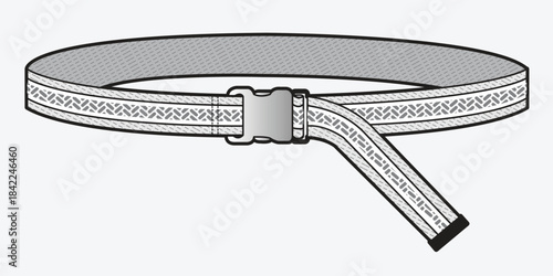 Elastic belt flat sketch vector mockup template technical illustration.