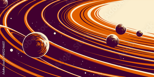 Orbital Motion Concept with Celestial Bodies and Trajectories