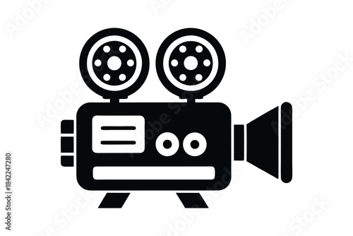 Projector icon in simple flat vector design presentation equipment vector illustration isolated on white background