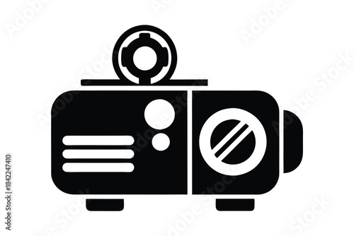 Projector icon in simple flat vector design presentation equipment vector illustration isolated on white background