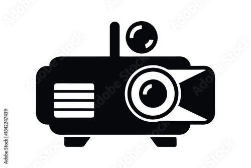 Projector icon in simple flat vector design presentation equipment vector illustration isolated on white background