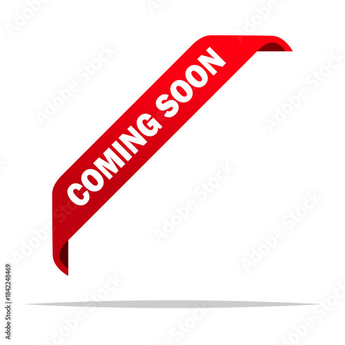 Coming soon corner ribbon label vector isolated illustration